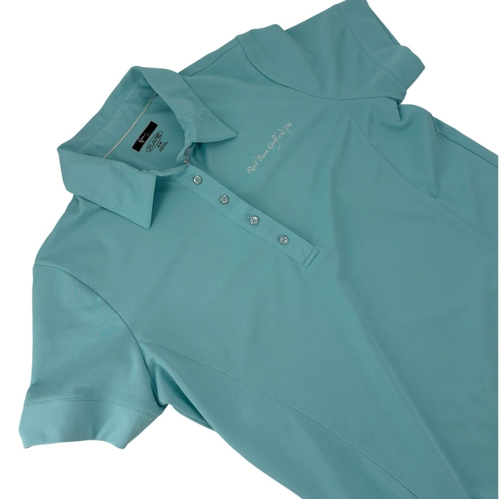 Greg‎ Norman Play Dry Polo Shirt Rock Barn Golf Spa Size M Aqua Blue Womens